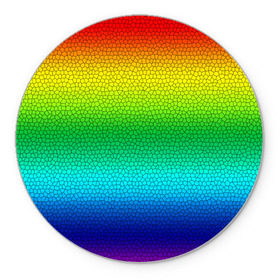 Коврик круглый с принтом Радуга (Витражный Градиент) в Тюмени, резина и полиэстер | круглая форма, изображение наносится на всю лицевую часть | gradient | rainbow | витраж | градиент | радуга