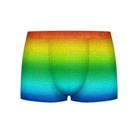 Мужские трусы 3D с принтом Радуга (Витражный Градиент) в Тюмени, 50% хлопок, 50% полиэстер | классическая посадка, на поясе мягкая тканевая резинка | gradient | rainbow | витраж | градиент | радуга