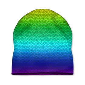 Шапка 3D с принтом Радуга (Витражный Градиент) в Тюмени, 100% полиэстер | универсальный размер, печать по всей поверхности изделия | Тематика изображения на принте: gradient | rainbow | витраж | градиент | радуга