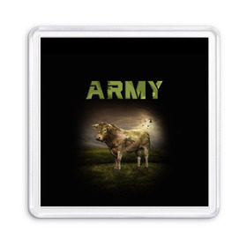 Магнит 55*55 с принтом Корова ARMY (армия) в Тюмени, Пластик | Размер: 65*65 мм; Размер печати: 55*55 мм | 