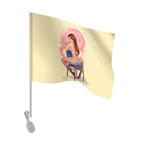Флаг для автомобиля с принтом Pin Up Pop Art Girl в Тюмени, 100% полиэстер | Размер: 30*21 см | comics | girl | lollipop | pin up | pop art | арт | девочка | дизайн | конфетка | лолита | милая | мода | пафос | поп арт | сосательная | стиль | чупа чупс