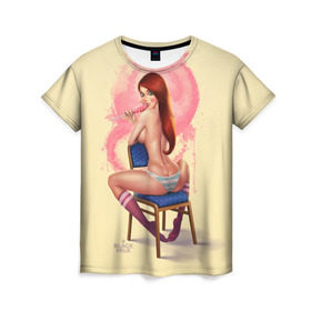 Женская футболка 3D с принтом Pin Up Pop Art Girl в Тюмени, 100% полиэфир ( синтетическое хлопкоподобное полотно) | прямой крой, круглый вырез горловины, длина до линии бедер | comics | girl | lollipop | pin up | pop art | арт | девочка | дизайн | конфетка | лолита | милая | мода | пафос | поп арт | сосательная | стиль | чупа чупс