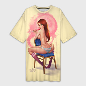 Платье-футболка 3D с принтом Pin Up Pop Art Girl в Тюмени,  |  | comics | girl | lollipop | pin up | pop art | арт | девочка | дизайн | конфетка | лолита | милая | мода | пафос | поп арт | сосательная | стиль | чупа чупс