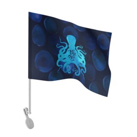 Флаг для автомобиля с принтом крутой осьминог в Тюмени, 100% полиэстер | Размер: 30*21 см | вода | море | океан | осьминог | подводный мир | рыбы