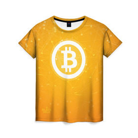 Женская футболка 3D с принтом Bitcoin - Биткоин в Тюмени, 100% полиэфир ( синтетическое хлопкоподобное полотно) | прямой крой, круглый вырез горловины, длина до линии бедер | bitcoin | ethereum | litecoin | биткоин | интернет | крипта | криптовалюта | лайткоин | майнинг | технологии | эфир