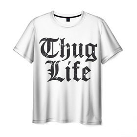 Мужская футболка 3D с принтом Thug Life в Тюмени, 100% полиэфир | прямой крой, круглый вырез горловины, длина до линии бедер | Тематика изображения на принте: 2pac | amaru | life | shakur | thug | thung | tupac