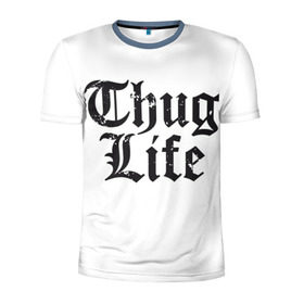 Мужская футболка 3D спортивная с принтом Thug Life в Тюмени, 100% полиэстер с улучшенными характеристиками | приталенный силуэт, круглая горловина, широкие плечи, сужается к линии бедра | Тематика изображения на принте: 2pac | amaru | life | shakur | thug | thung | tupac