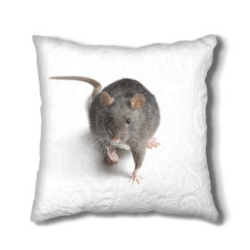 Подушка 3D с принтом Крыса в Тюмени, наволочка – 100% полиэстер, наполнитель – холлофайбер (легкий наполнитель, не вызывает аллергию). | состоит из подушки и наволочки. Наволочка на молнии, легко снимается для стирки | животные | крыса | мышка | мышь