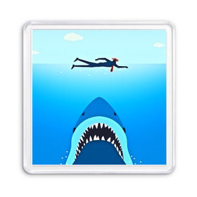 Магнит 55*55 с принтом Акула в Тюмени, Пластик | Размер: 65*65 мм; Размер печати: 55*55 мм | 3d | акула | арт | животные | море | плавание | природа | рыбы | спорт | хищники