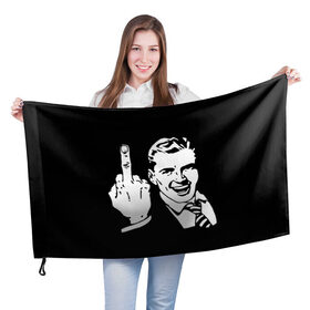 Флаг 3D с принтом Человек с пальцем в Тюмени, 100% полиэстер | плотность ткани — 95 г/м2, размер — 67 х 109 см. Принт наносится с одной стороны | Тематика изображения на принте: менеджер