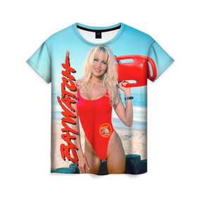 Женская футболка 3D с принтом Baywatch Памела в Тюмени, 100% полиэфир ( синтетическое хлопкоподобное полотно) | прямой крой, круглый вырез горловины, длина до линии бедер | pamella adnerson | андерсон | спасатели малибу