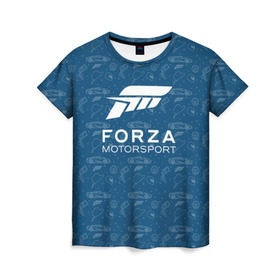 Женская футболка 3D с принтом Forza Motorsport в Тюмени, 100% полиэфир ( синтетическое хлопкоподобное полотно) | прямой крой, круглый вырез горловины, длина до линии бедер | car | crew | dirt | flatout | grid | need | nfs | race | speed | гонки | машина | скорость