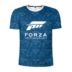 Мужская футболка 3D спортивная с принтом Forza Motorsport в Тюмени, 100% полиэстер с улучшенными характеристиками | приталенный силуэт, круглая горловина, широкие плечи, сужается к линии бедра | car | crew | dirt | flatout | grid | need | nfs | race | speed | гонки | машина | скорость