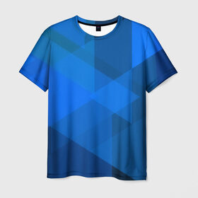 Мужская футболка 3D с принтом blue texsture в Тюмени, 100% полиэфир | прямой крой, круглый вырез горловины, длина до линии бедер | abstraction | абстракция | геометрия | грани | линии | полигоны | сочетания | треугольники