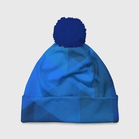 Шапка 3D c помпоном с принтом blue texsture в Тюмени, 100% полиэстер | универсальный размер, печать по всей поверхности изделия | abstraction | абстракция | геометрия | грани | линии | полигоны | сочетания | треугольники