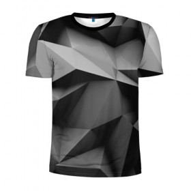 Мужская футболка 3D спортивная с принтом Gray abstraction в Тюмени, 100% полиэстер с улучшенными характеристиками | приталенный силуэт, круглая горловина, широкие плечи, сужается к линии бедра | abstract | abstraction | грань | краски | линии | ребро | текстура