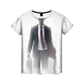 Женская футболка 3D с принтом Hitman в тумане в Тюмени, 100% полиэфир ( синтетическое хлопкоподобное полотно) | прямой крой, круглый вырез горловины, длина до линии бедер | Тематика изображения на принте: 