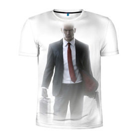 Мужская футболка 3D спортивная с принтом Hitman в тумане в Тюмени, 100% полиэстер с улучшенными характеристиками | приталенный силуэт, круглая горловина, широкие плечи, сужается к линии бедра | 