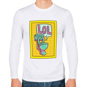 Мужской лонгслив хлопок с принтом Сортирный юмор в Тюмени, 100% хлопок |  | lol | желтый | кек | лол | мультяшный | унитаз