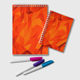 Блокнот с принтом Orange geometry в Тюмени, 100% бумага | 48 листов, плотность листов — 60 г/м2, плотность картонной обложки — 250 г/м2. Листы скреплены удобной пружинной спиралью. Цвет линий — светло-серый
 | abstraction | абстракция | геометрия | грани | линии | полигоны | сочетания | текстура | треугольники