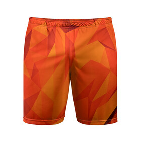 Мужские шорты 3D спортивные с принтом Orange geometry в Тюмени,  |  | abstraction | абстракция | геометрия | грани | линии | полигоны | сочетания | текстура | треугольники