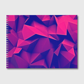 Альбом для рисования с принтом Violet polygon в Тюмени, 100% бумага
 | матовая бумага, плотность 200 мг. | Тематика изображения на принте: 3d | abstraction | абстракция | геометрия | грани | линии | полигоны | розовый | сочетания | текстура | треугольники | фиолетовый