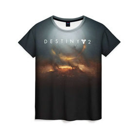 Женская футболка 3D с принтом Destiny 2 в Тюмени, 100% полиэфир ( синтетическое хлопкоподобное полотно) | прямой крой, круглый вырез горловины, длина до линии бедер | destiny | destiny 2 | space | дестени | космос
