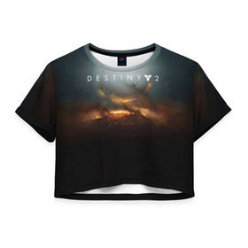 Женская футболка 3D укороченная с принтом Destiny 2 в Тюмени, 100% полиэстер | круглая горловина, длина футболки до линии талии, рукава с отворотами | destiny | destiny 2 | space | дестени | космос