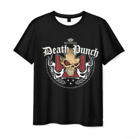 Мужская футболка 3D с принтом Five Finger Death Punch 2 в Тюмени, 100% полиэфир | прямой крой, круглый вырез горловины, длина до линии бедер | Тематика изображения на принте: 5fdp | ffdp | five finger death punch