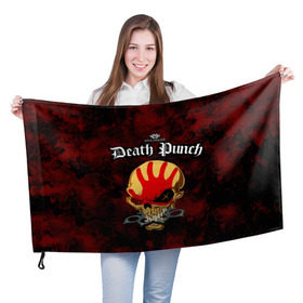 Флаг 3D с принтом Five Finger Death Punch 4 в Тюмени, 100% полиэстер | плотность ткани — 95 г/м2, размер — 67 х 109 см. Принт наносится с одной стороны | 5fdp | ffdp | five finger death punch