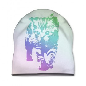 Шапка 3D с принтом отпечток котенка в Тюмени, 100% полиэстер | универсальный размер, печать по всей поверхности изделия | кокот | кот | котенок | котик | кошка | тиснение