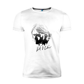 Мужская футболка премиум с принтом Курт Кобейн автограф в Тюмени, 92% хлопок, 8% лайкра | приталенный силуэт, круглый вырез ворота, длина до линии бедра, короткий рукав |  kurt cobain |  nirvana |  курт кобейн | нирвана