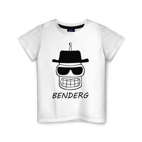 Детская футболка хлопок с принтом Benderg в Тюмени, 100% хлопок | круглый вырез горловины, полуприлегающий силуэт, длина до линии бедер | Тематика изображения на принте: bender | breaking bad | futurama | бендер | во все тяжкие | зойдберг | космос | футурама
