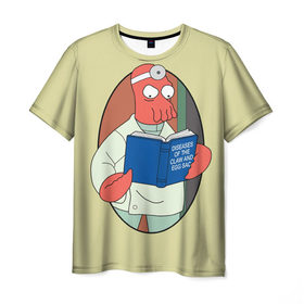 Мужская футболка 3D с принтом Зоидберг в Тюмени, 100% полиэфир | прямой крой, круглый вырез горловины, длина до линии бедер | bender | futurama | бендер | зойдберг | космос | футурама