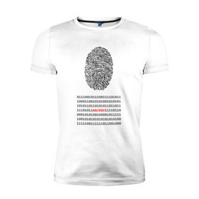 Мужская футболка премиум с принтом Hacked в Тюмени, 92% хлопок, 8% лайкра | приталенный силуэт, круглый вырез ворота, длина до линии бедра, короткий рукав | Тематика изображения на принте: code | developer | hacker | взлом | кодер | отпечаток | прогер | программирование | хакер