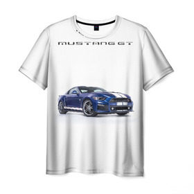 Мужская футболка 3D с принтом Ford Mustang GT 3 в Тюмени, 100% полиэфир | прямой крой, круглый вырез горловины, длина до линии бедер | Тематика изображения на принте: ford | gt | mustang | shelby | мустанг | форд | шэлби
