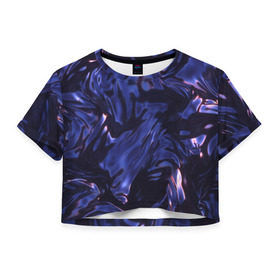 Женская футболка 3D укороченная с принтом Нефть в Тюмени, 100% полиэстер | круглая горловина, длина футболки до линии талии, рукава с отворотами | абстракция | жидкость | жижа | нефть | смола | текстура | черная