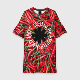Детское платье 3D с принтом Red Hot Chili Peppers в Тюмени, 100% полиэстер | прямой силуэт, чуть расширенный к низу. Круглая горловина, на рукавах — воланы | red hot chili peppers | rock | рок