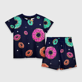Детский костюм с шортами 3D с принтом Black Milk Космические Пончики в Тюмени,  |  | Тематика изображения на принте: black milk | donut | donuts | space | the simpsons | trend | глазурь | дизайн | еда | звезда | звёзды | космос | мода | пончик | симпсоны | симсоны | сладкий | стиль | тренд | узор