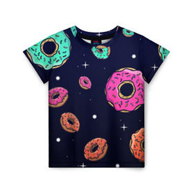 Детская футболка 3D с принтом Black Milk Космические Пончики в Тюмени, 100% гипоаллергенный полиэфир | прямой крой, круглый вырез горловины, длина до линии бедер, чуть спущенное плечо, ткань немного тянется | Тематика изображения на принте: black milk | donut | donuts | space | the simpsons | trend | глазурь | дизайн | еда | звезда | звёзды | космос | мода | пончик | симпсоны | симсоны | сладкий | стиль | тренд | узор