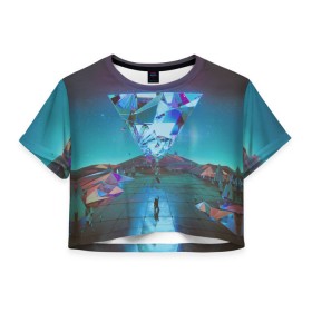 Женская футболка 3D укороченная с принтом Imagine Dragons в Тюмени, 100% полиэстер | круглая горловина, длина футболки до линии талии, рукава с отворотами | rock | имэджн драгонз | рок
