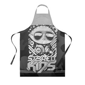 Фартук 3D с принтом Black Milk Stereo Kids в Тюмени, 100% полиэстер | общий размер — 65 х 85 см, ширина нагрудника — 26 см, горловина — 53 см, длина завязок — 54 см, общий обхват в поясе — 173 см. Принт на завязках и на горловине наносится с двух сторон, на основной части фартука — только с внешней стороны | black milk | dj | kids | stereo | дети | дизайн | камуфляж | малыш | мода | наушники | ноты | очки | ребёнок | стерео | стиль