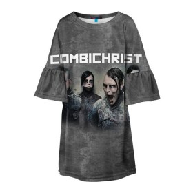 Детское платье 3D с принтом Combichrist в Тюмени, 100% полиэстер | прямой силуэт, чуть расширенный к низу. Круглая горловина, на рукавах — воланы | icon of coil | tbm | techno body music |  electronic body music |  индастриал метал | комбокрист | комбохрист | тбм | электро индастриал | энди ла плагуа | энди лаплагуа | энди лаплега | энди лаплеуга