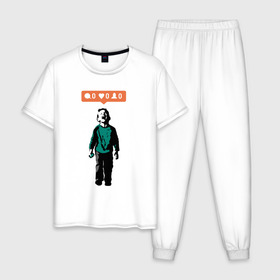 Мужская пижама хлопок с принтом ИГНОР в Тюмени, 100% хлопок | брюки и футболка прямого кроя, без карманов, на брюках мягкая резинка на поясе и по низу штанин
 | арт | бэнкси | граффити | поп арт | стрит арт