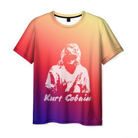 Мужская футболка 3D с принтом Kurt Cobain в Тюмени, 100% полиэфир | прямой крой, круглый вырез горловины, длина до линии бедер | Тематика изображения на принте: nirvana |  курт кобейн | нирвана | рок