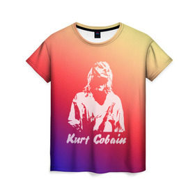 Женская футболка 3D с принтом Kurt Cobain в Тюмени, 100% полиэфир ( синтетическое хлопкоподобное полотно) | прямой крой, круглый вырез горловины, длина до линии бедер | nirvana |  курт кобейн | нирвана | рок