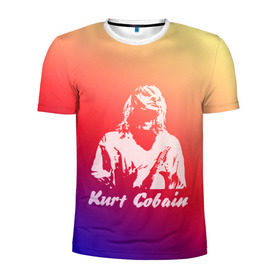 Мужская футболка 3D спортивная с принтом Kurt Cobain в Тюмени, 100% полиэстер с улучшенными характеристиками | приталенный силуэт, круглая горловина, широкие плечи, сужается к линии бедра | nirvana |  курт кобейн | нирвана | рок