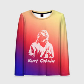 Женский лонгслив 3D с принтом Kurt Cobain в Тюмени, 100% полиэстер | длинные рукава, круглый вырез горловины, полуприлегающий силуэт | nirvana |  курт кобейн | нирвана | рок