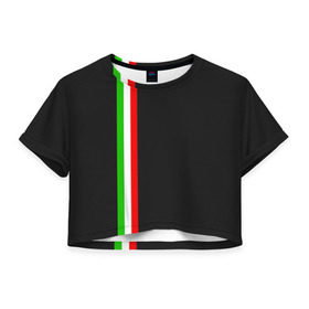 Женская футболка 3D укороченная с принтом Black Milk Italiano в Тюмени, 100% полиэстер | круглая горловина, длина футболки до линии талии, рукава с отворотами | flag | italian | италия | итальянский | страна | страны | триколор | флаг