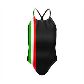Детский купальник 3D с принтом Black Milk Italiano в Тюмени, Полиэстер 85%, Спандекс 15% | Слитный крой, подклад по переду изделия, узкие бретели | Тематика изображения на принте: flag | italian | италия | итальянский | страна | страны | триколор | флаг